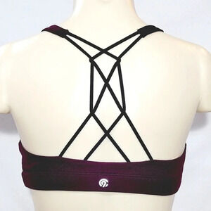 XS X-SMALL Champion N9684 Strappy Cami Wire Free Sports Bra Burgundy & Black NWT